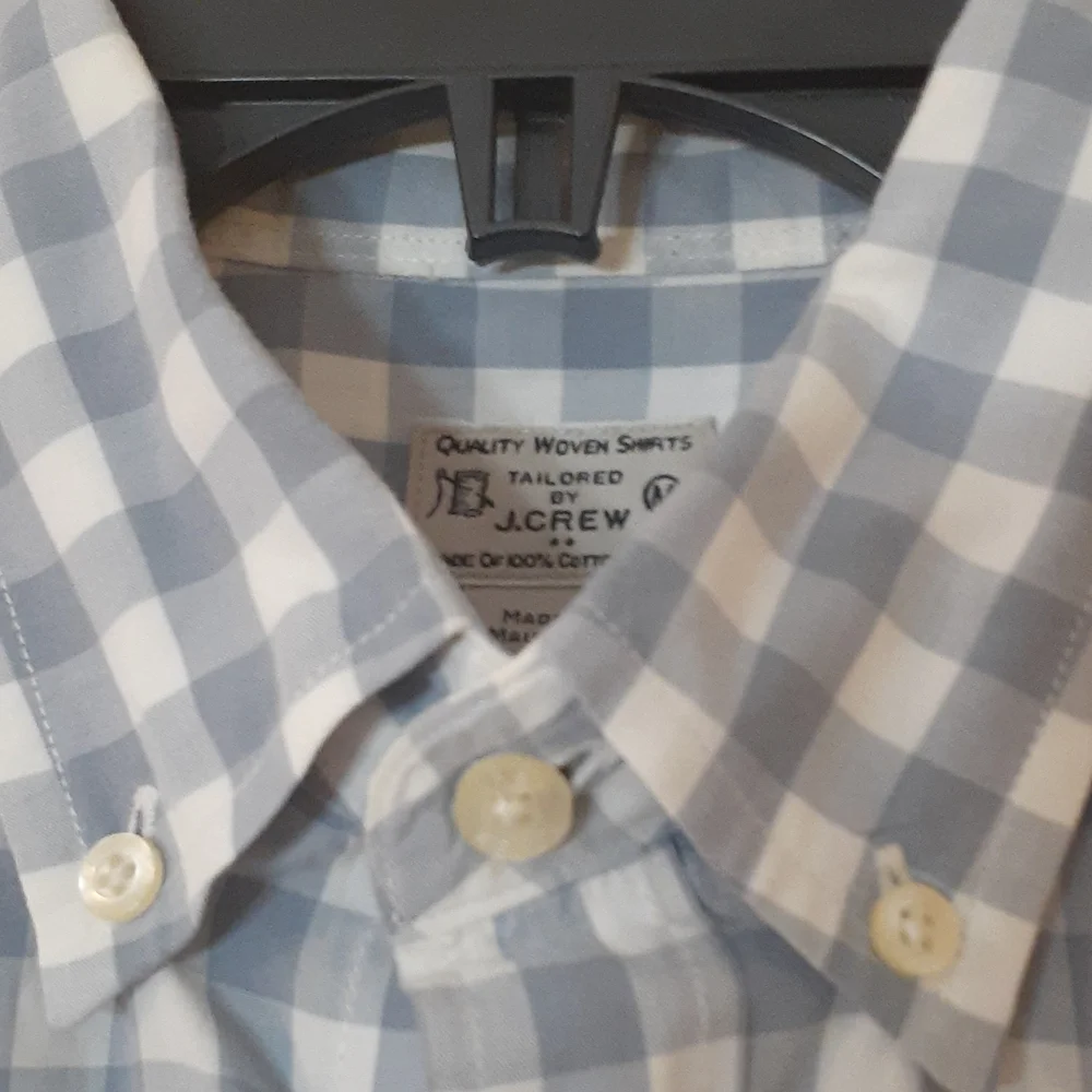 J. CREW Men's Blue Gray Checkered Button Down Shirt M